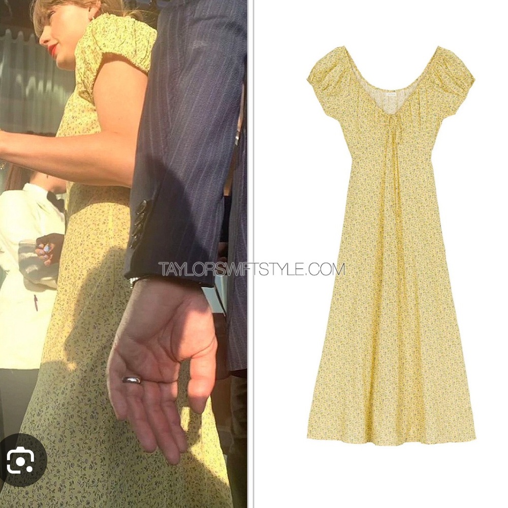 Doen Sofia Dress Yellow Moonflower Taylor Swift Large NWT